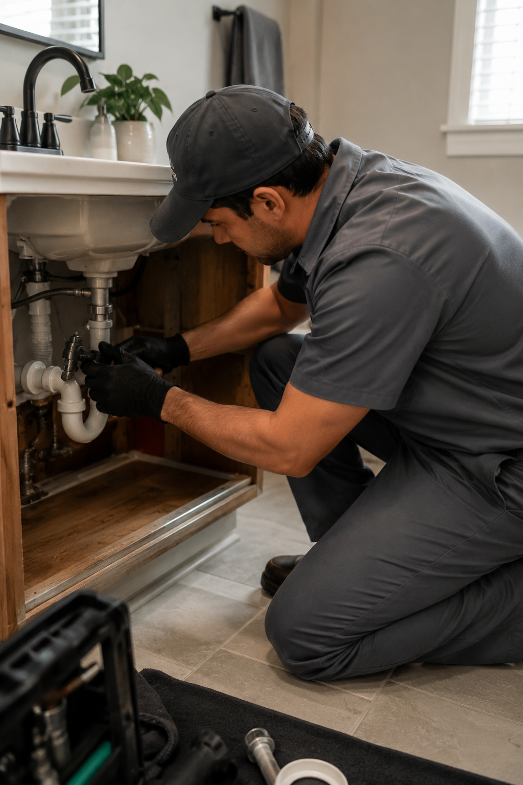 Emergency plumber responding to urgent plumbing leak in Brandon FL home